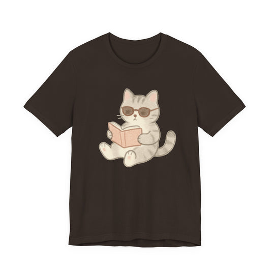 Cool Cat Reading T-Shirt | Book Lover Cat Graphic Tee | Cute Bookworm Kitten Shirt | Reader Gift | Unisex